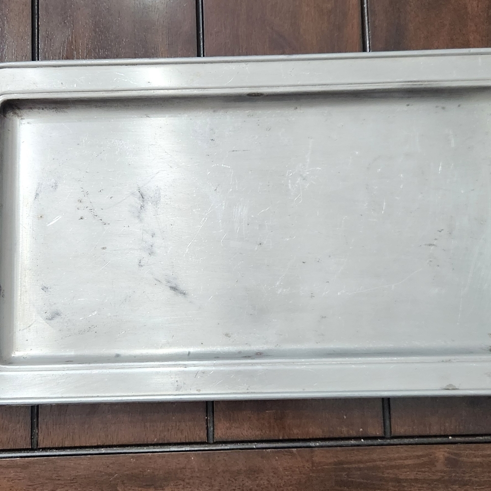 Large Distressed Vintage Silver And Brass Handles Rectangular 21 " Gothic Tray